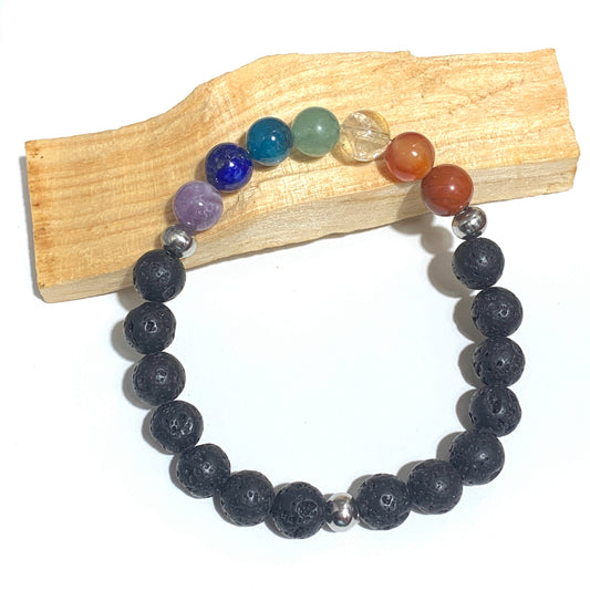 Bracelet en pierre de lave et pierres des 7 chakras, une alliance parfaite pour l'équilibre énergétique, l'ancrage et l'harmonisation de tes centres énergétiques.