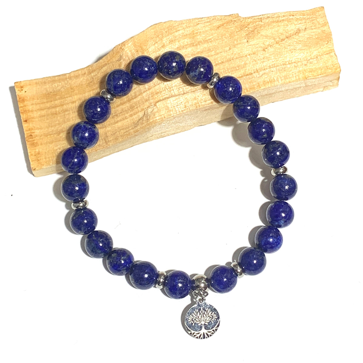 Bracelet en lapis lazuli bleu profond 6mm, une pierre de sagesse et de communication, idéale pour renforcer l’intuition, la confiance en soi et l’expression personnelle